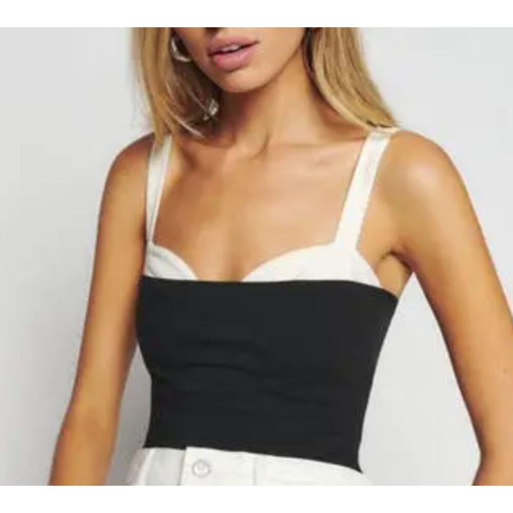 Reformation Harlan Two Tone Knit Tank Corset Style Size Small